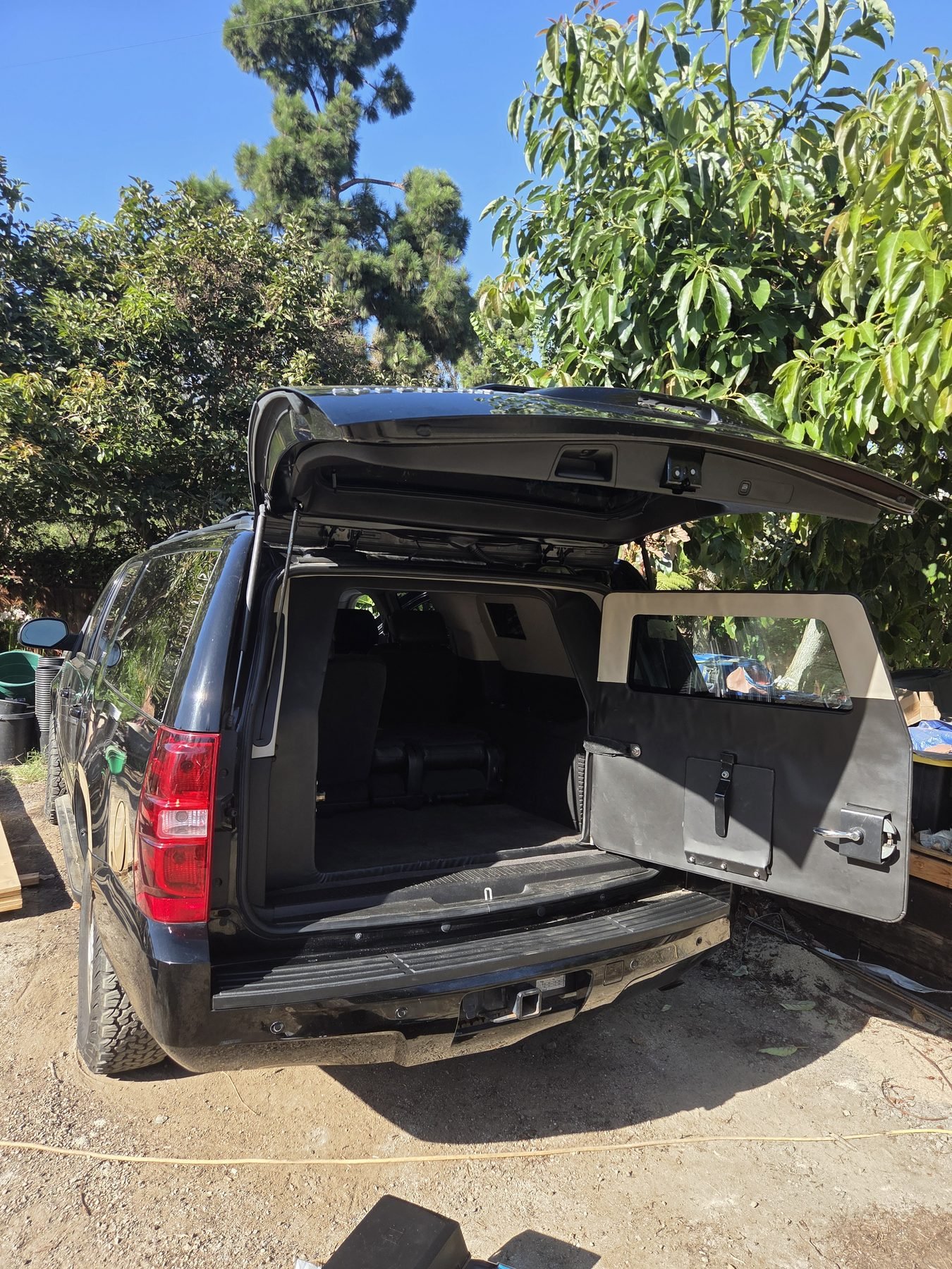 Close view of the armored rear door
