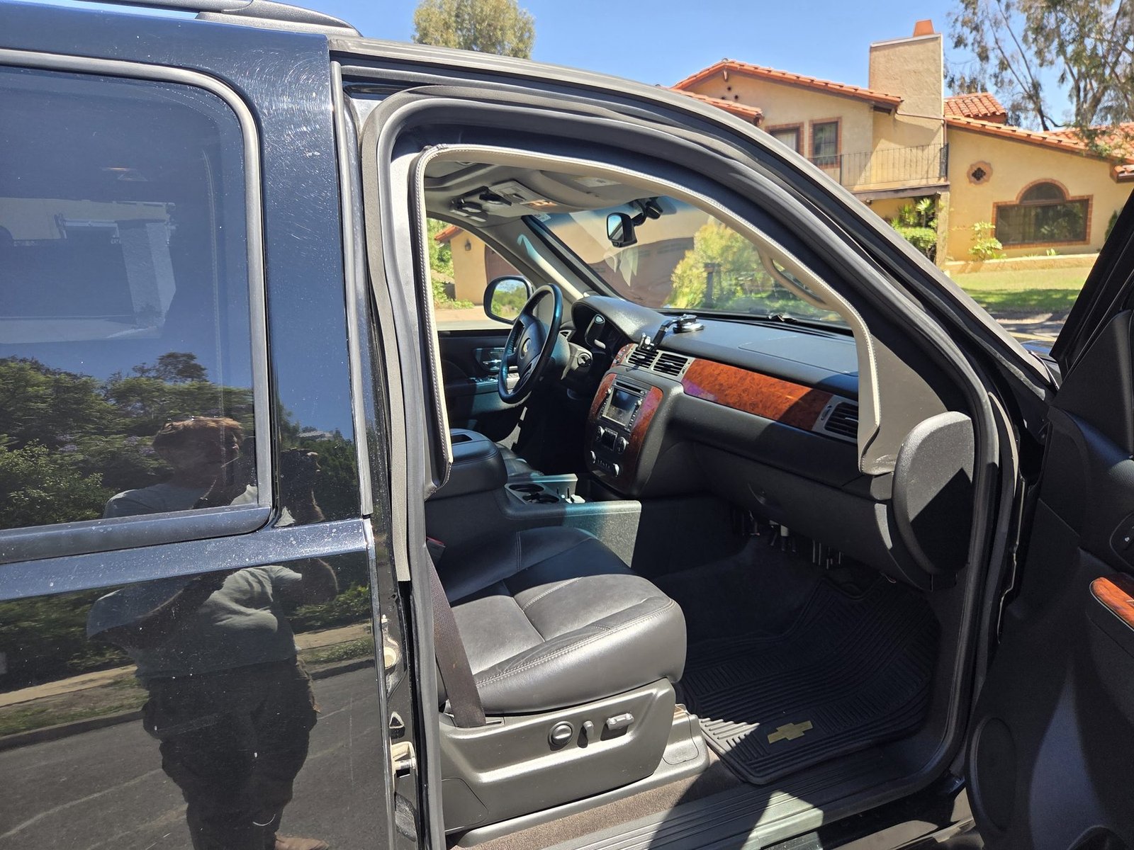 Driver door open showing the cabin